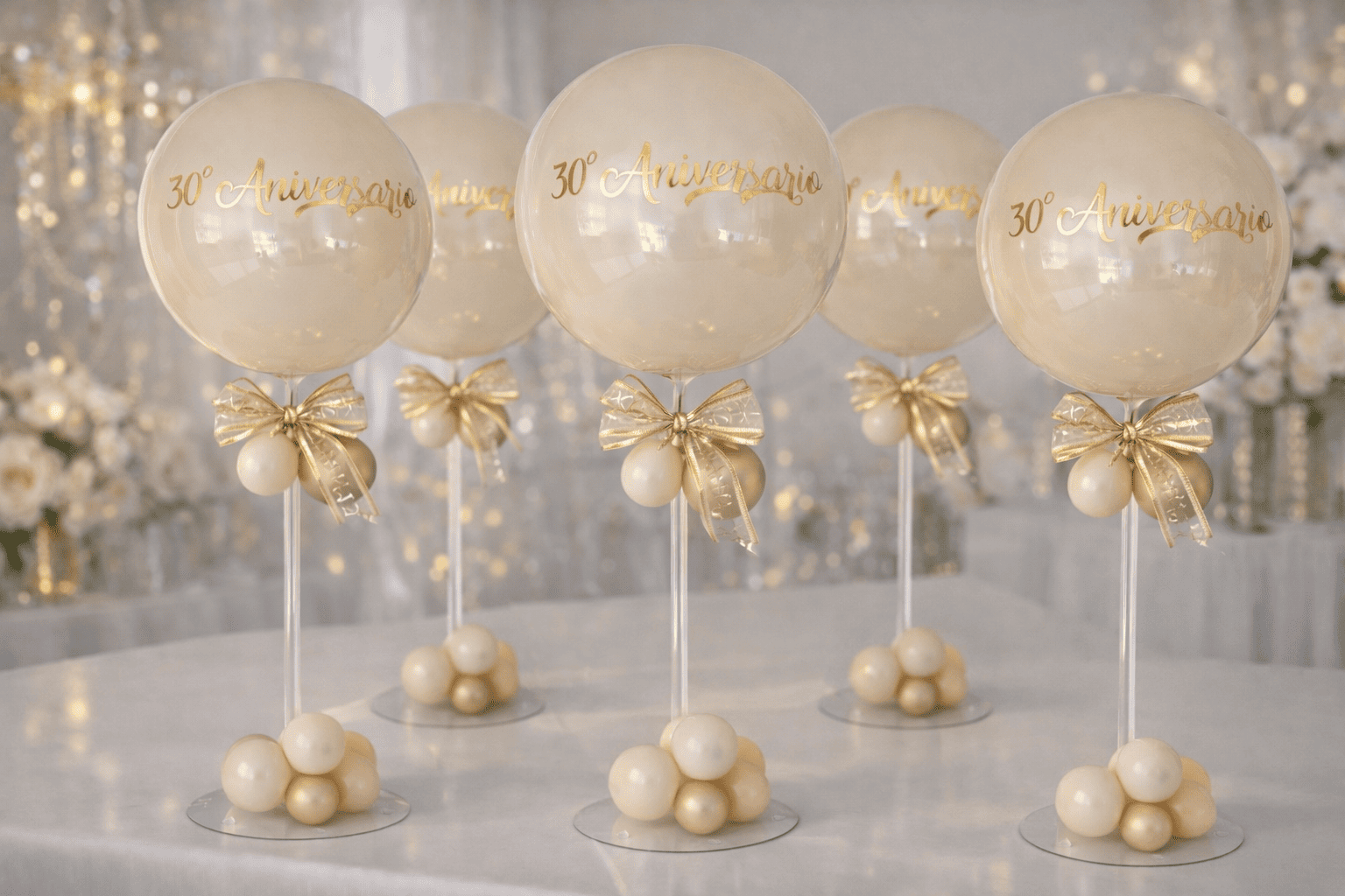 Centros de mesa con globos coordinados